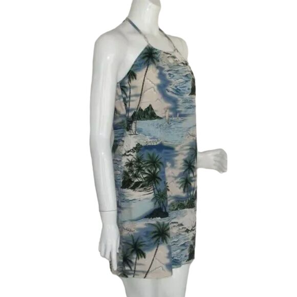 Vintage Mini Dress, XS, Hawaiian Print, Adjustable Halter, No tags - Picture 2 of 9